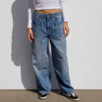 Damen Weite Jeans im Vintage-Stil Sovae