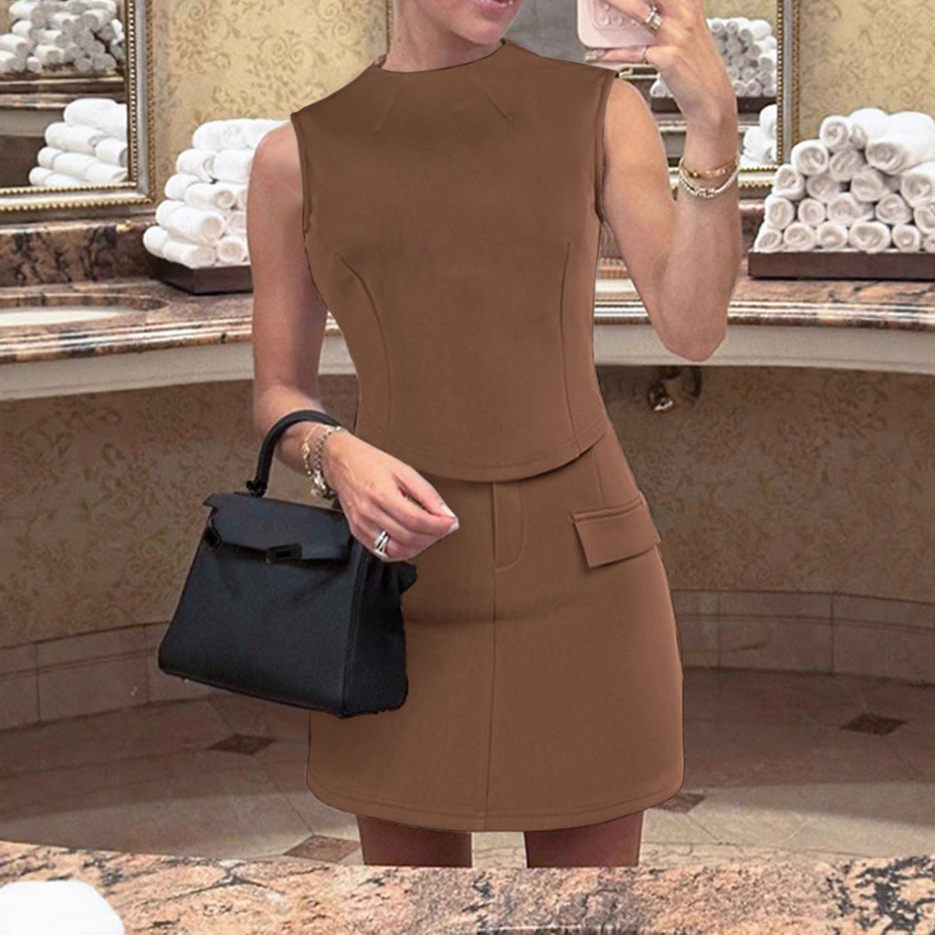 Damen figurbetontes Mini-Kleid mit praktischen Taschen und elegantem Gürtel Sovae
