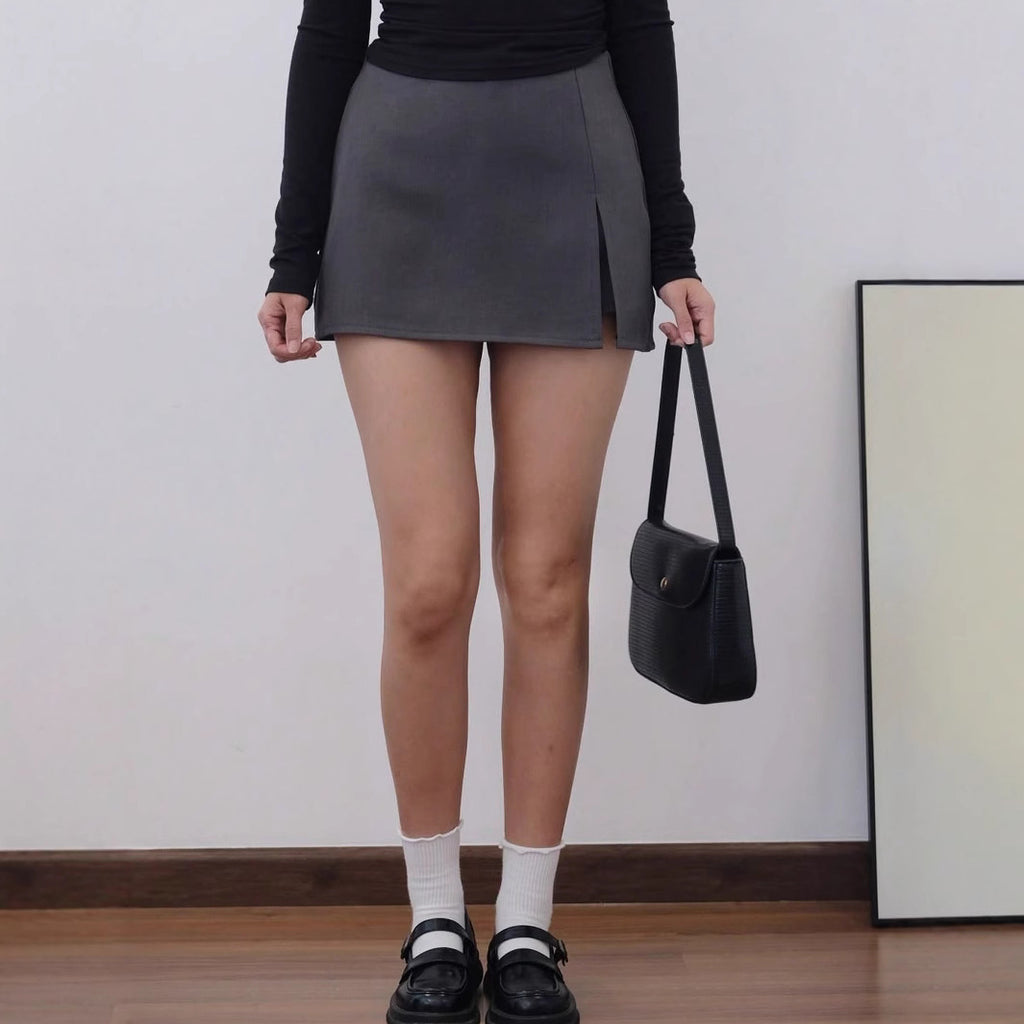 Damen modischer Minirock mit eleganter Knopfleiste Sovae