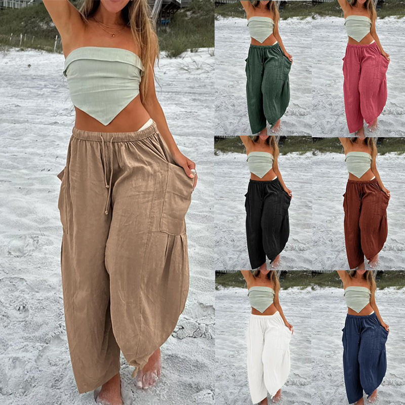 Damen weite Leinenhose Sovae