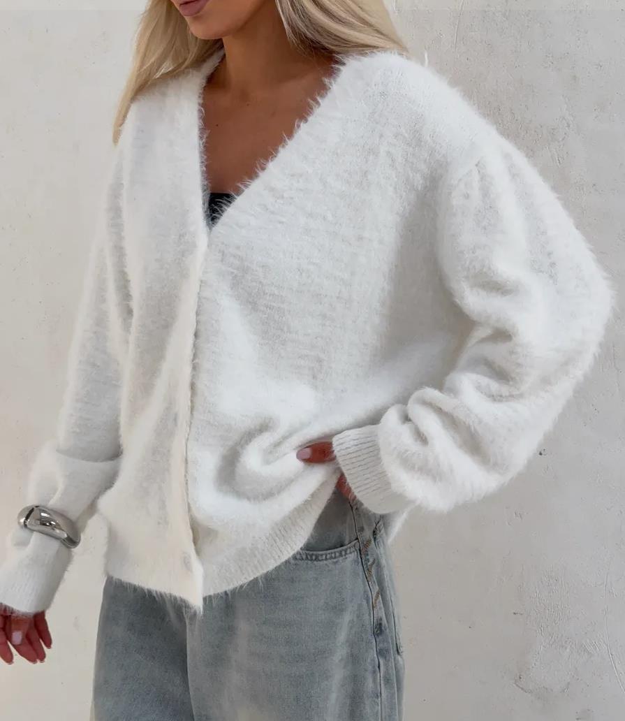 Damen Kuscheliger Strick-Cardigan mit Knopfleiste und feiner Textur Sovae