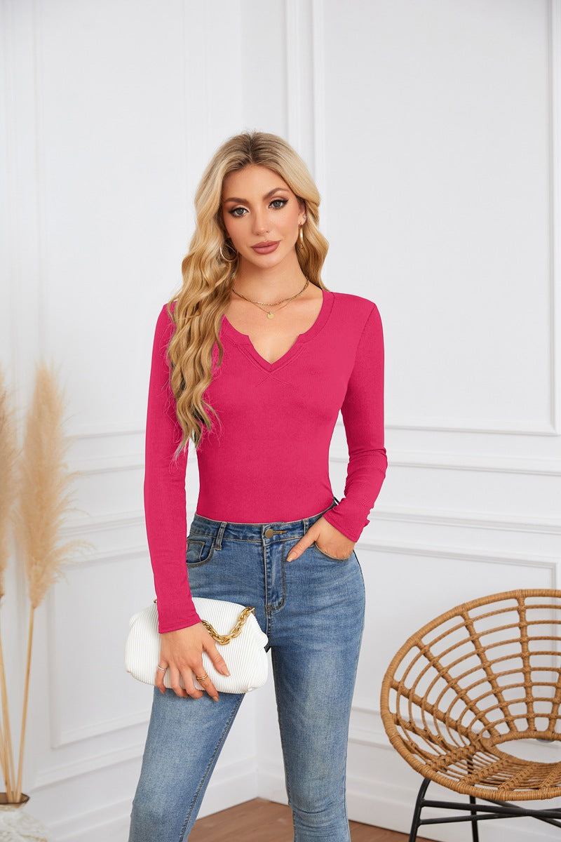 Damen Langarmshirt mit V-Ausschnitt von Sovae