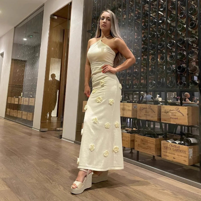 Dame elegante Sommer Maxikleid mit floralem Detail Sovae