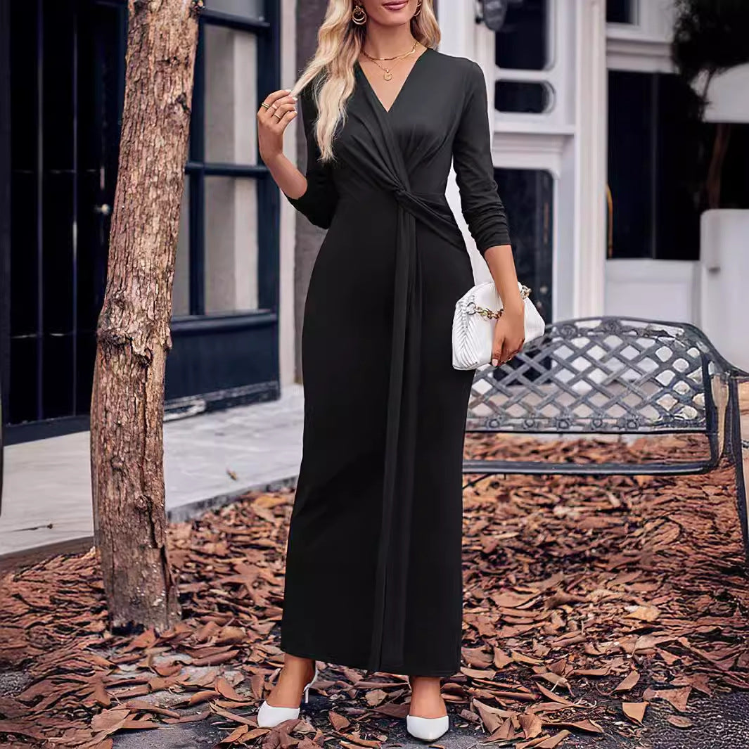 Damen Maxikleid mit elegantem Twist Sovae