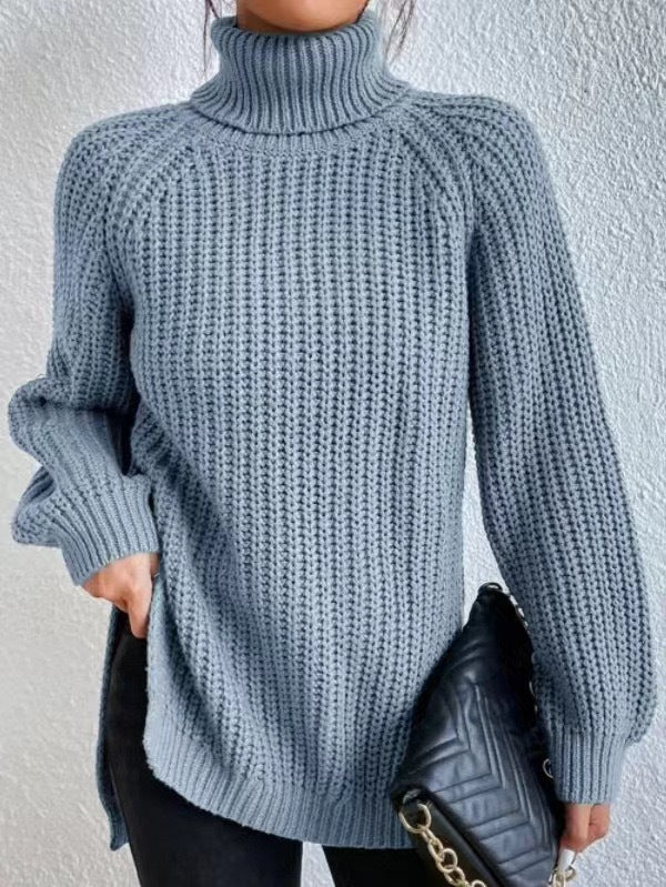 Damen gemütlicher Strickpullover mit Rollkragen und weitem Schnitt Sovae