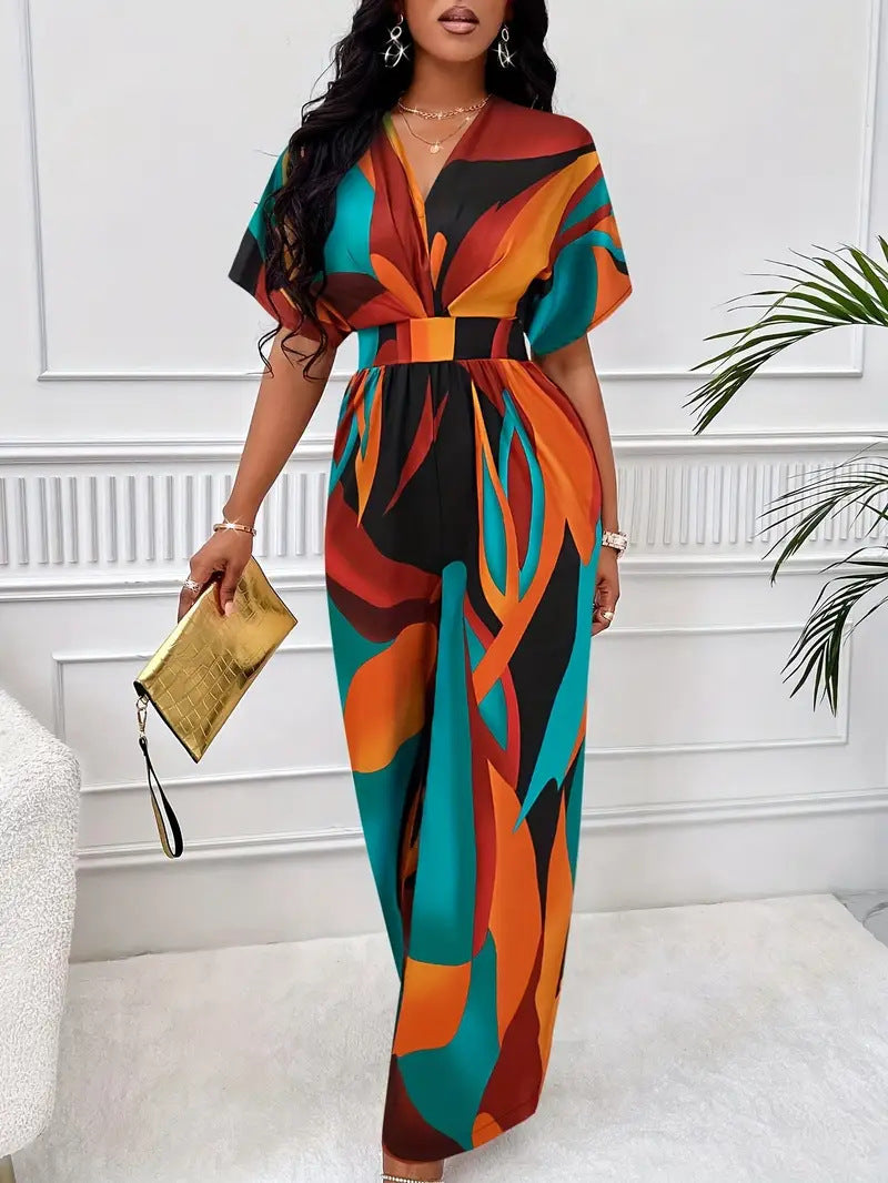 Damen Eleganter Jumpsuit mit fröhlichem Grafikdesign Sovae