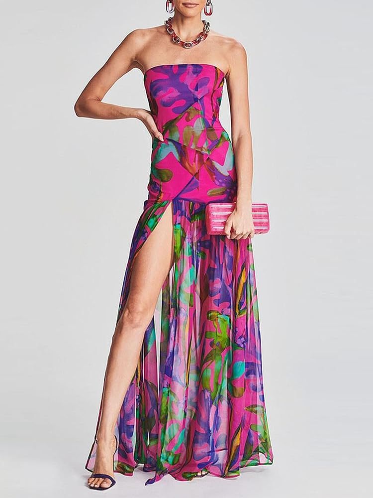 Damen Langarm Maxikleid mit raffiniertem Animal-Print Sovae
