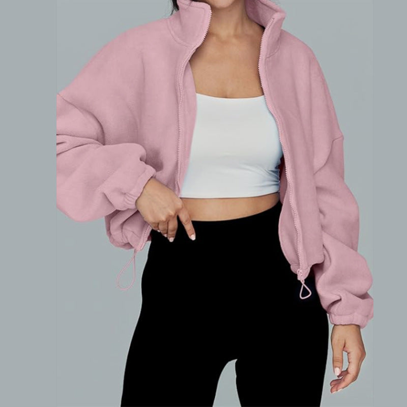 Damen modischer Oversized Pullover mit hohem Kragen und Reißverschluss Sovae