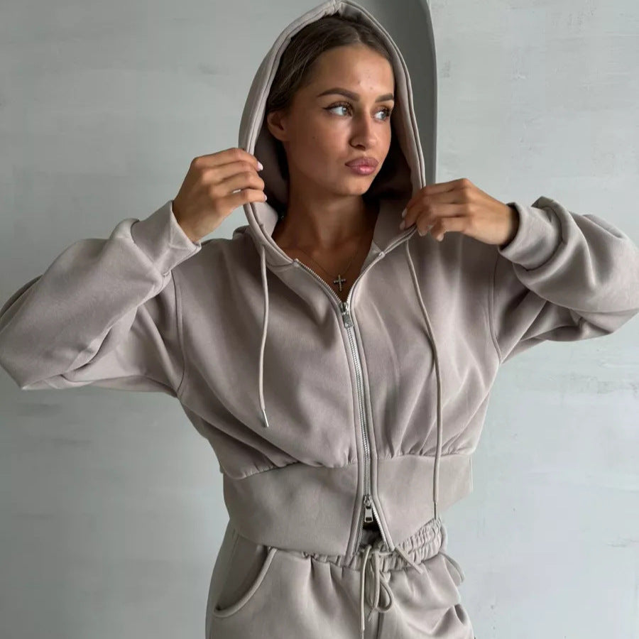 Damen cropped Hoodie und entspannte Jogginghose Set Sovae
