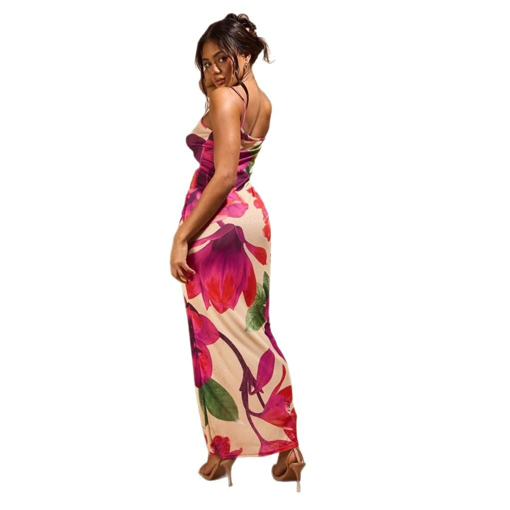 Damen A-Linie Blumen Maxikleid Sovae