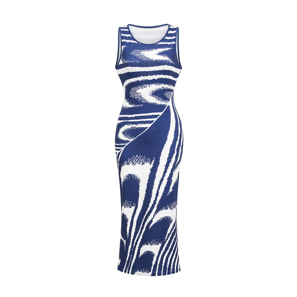 Damen Elegantes Maxikleid mit modernem Wellendesign Sovae