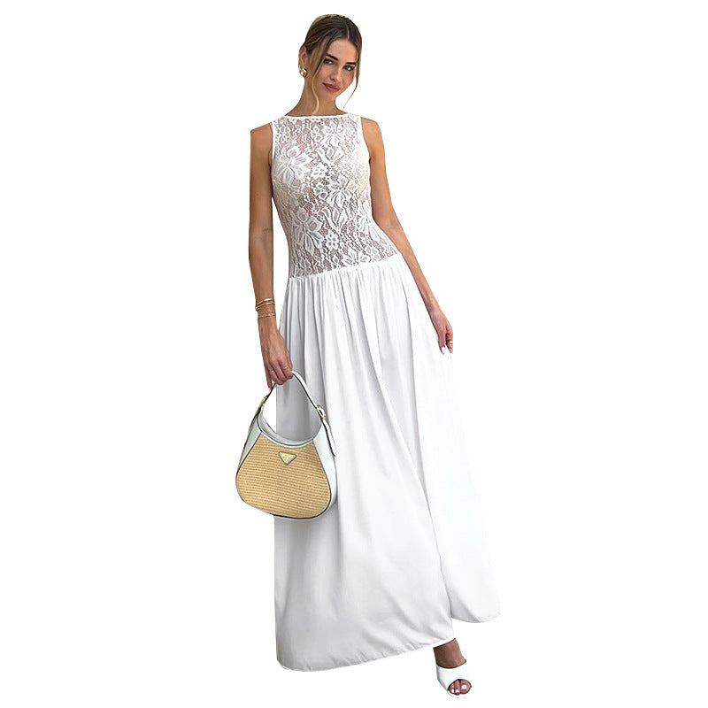 Damen Maxikleid mit Spitzenoberteil Sovae