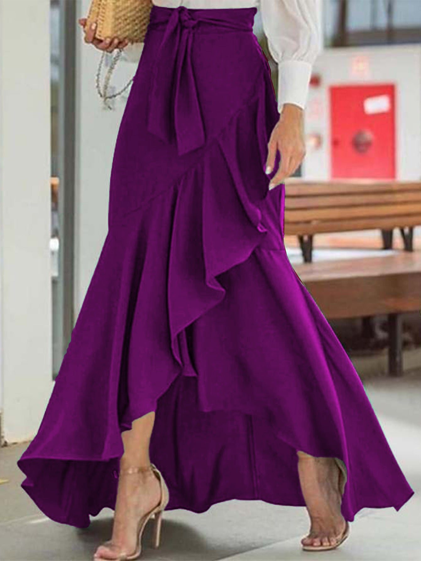 Damen asymmetrischer Maxirock mit fließendem Schnitt Sovae