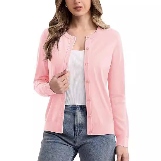 Damen elegante Strickjacke mit Knopfverschluss Sovae
