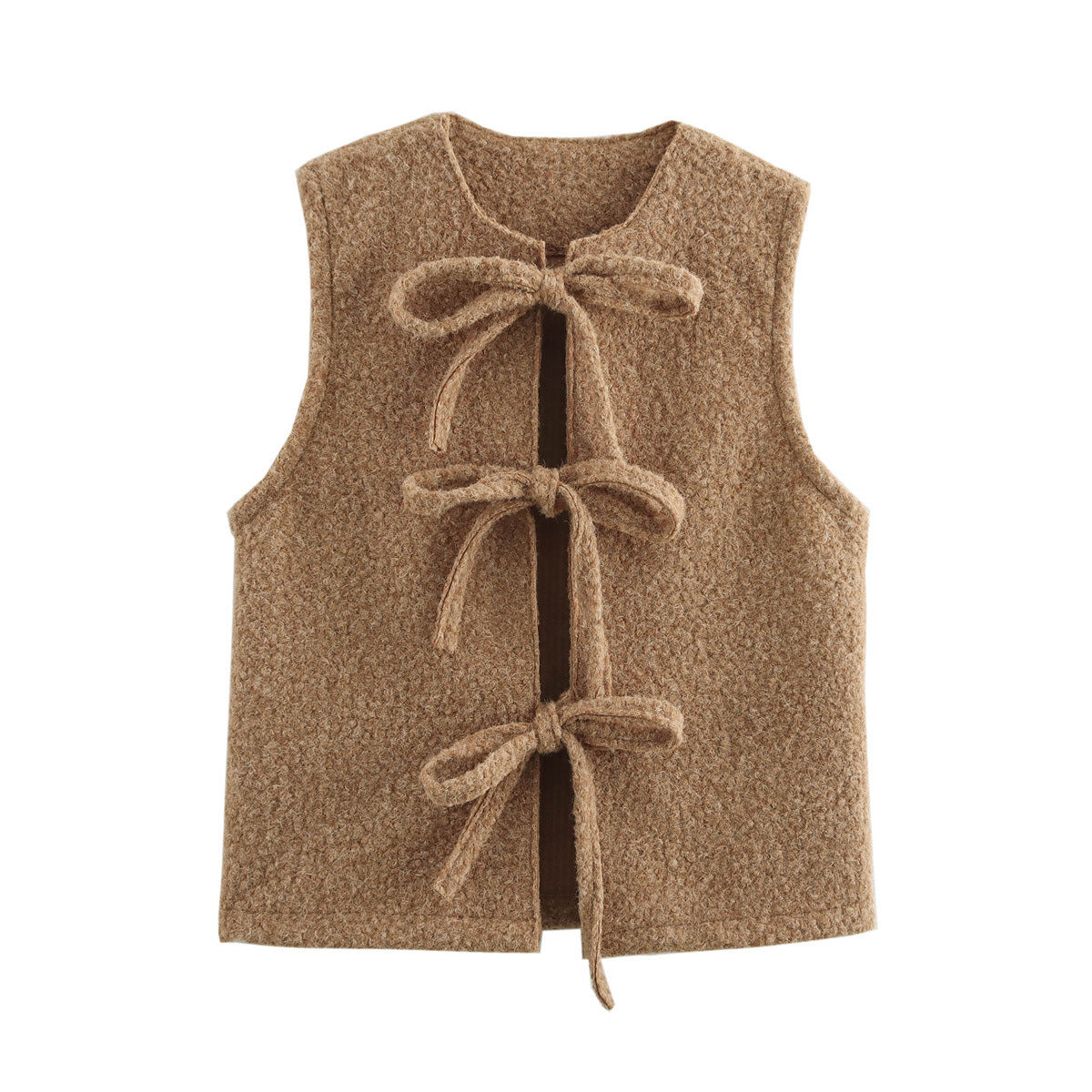 Damen elegante Strickweste mit dekorativen Schleifen Sovae