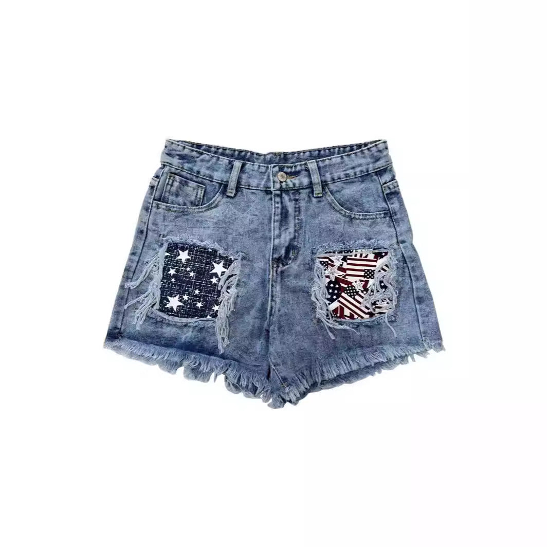 Damen Modische Denim-Shorts mit kreativen Taschen Sovae