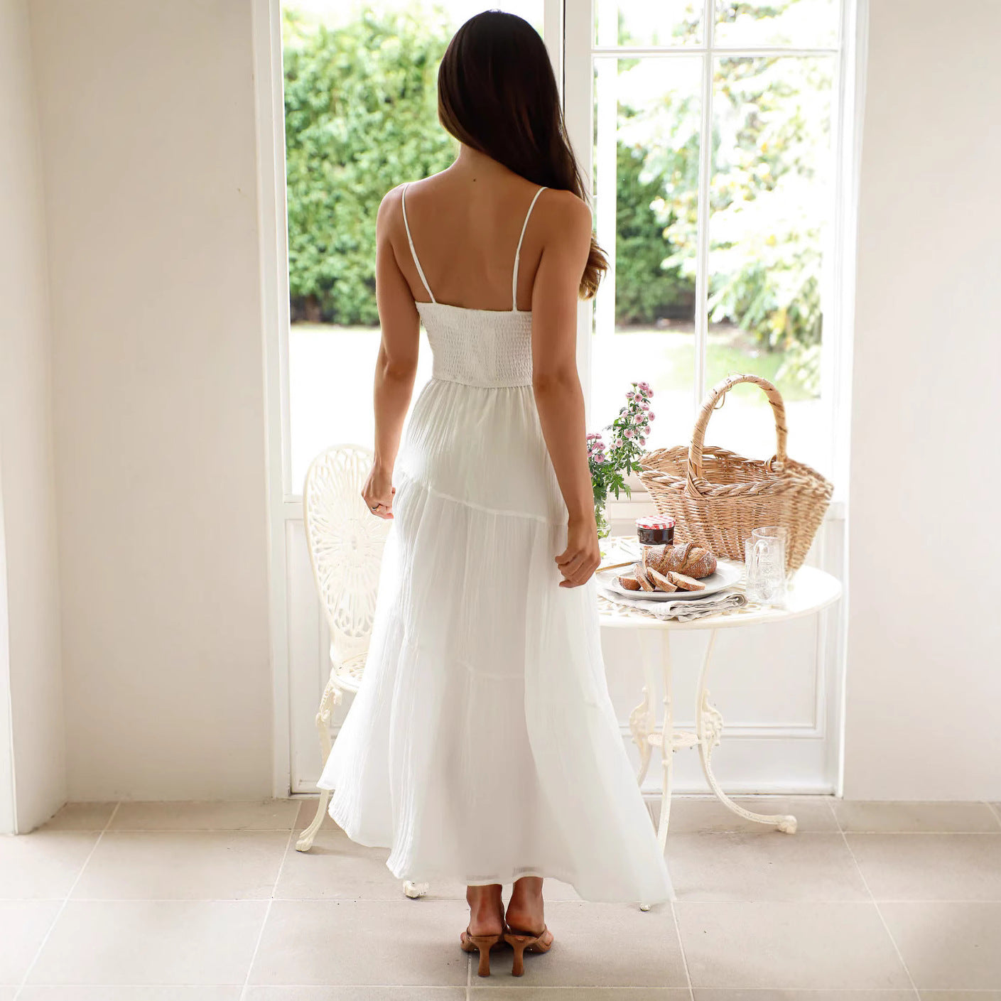 Damen Elegantes Maxikleid mit atmungsaktivem Stoff und verstellbaren Trägern Sovae