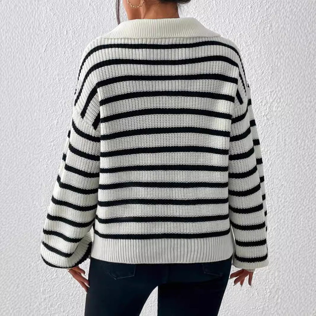 Damen stylischer Strickpullover mit hochgeschlossenem Kragen und lässigem Schnitt Sovae