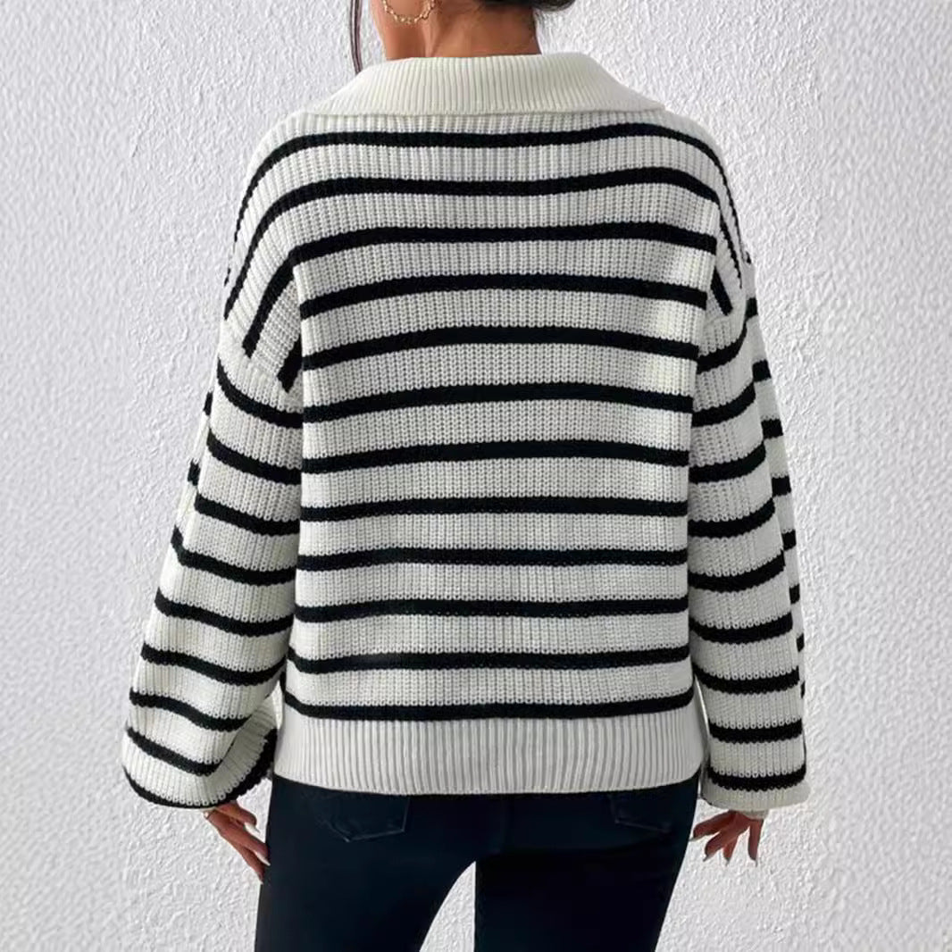 Damen stylischer Strickpullover mit hochgeschlossenem Kragen und lässigem Schnitt Sovae