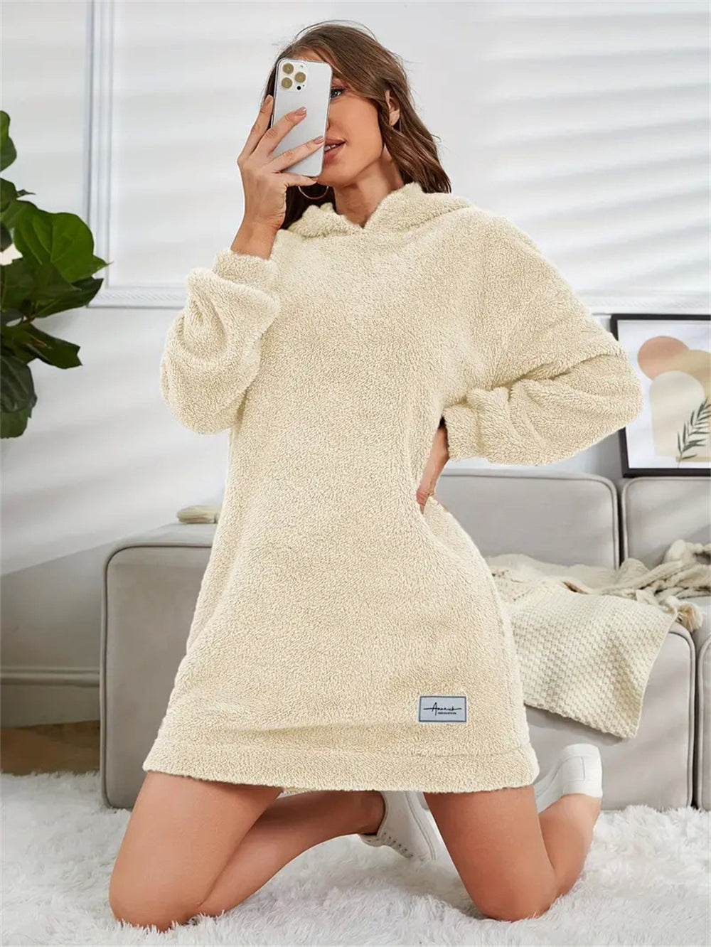 Damen Kuscheliges Hoodie-Kleid Sovae