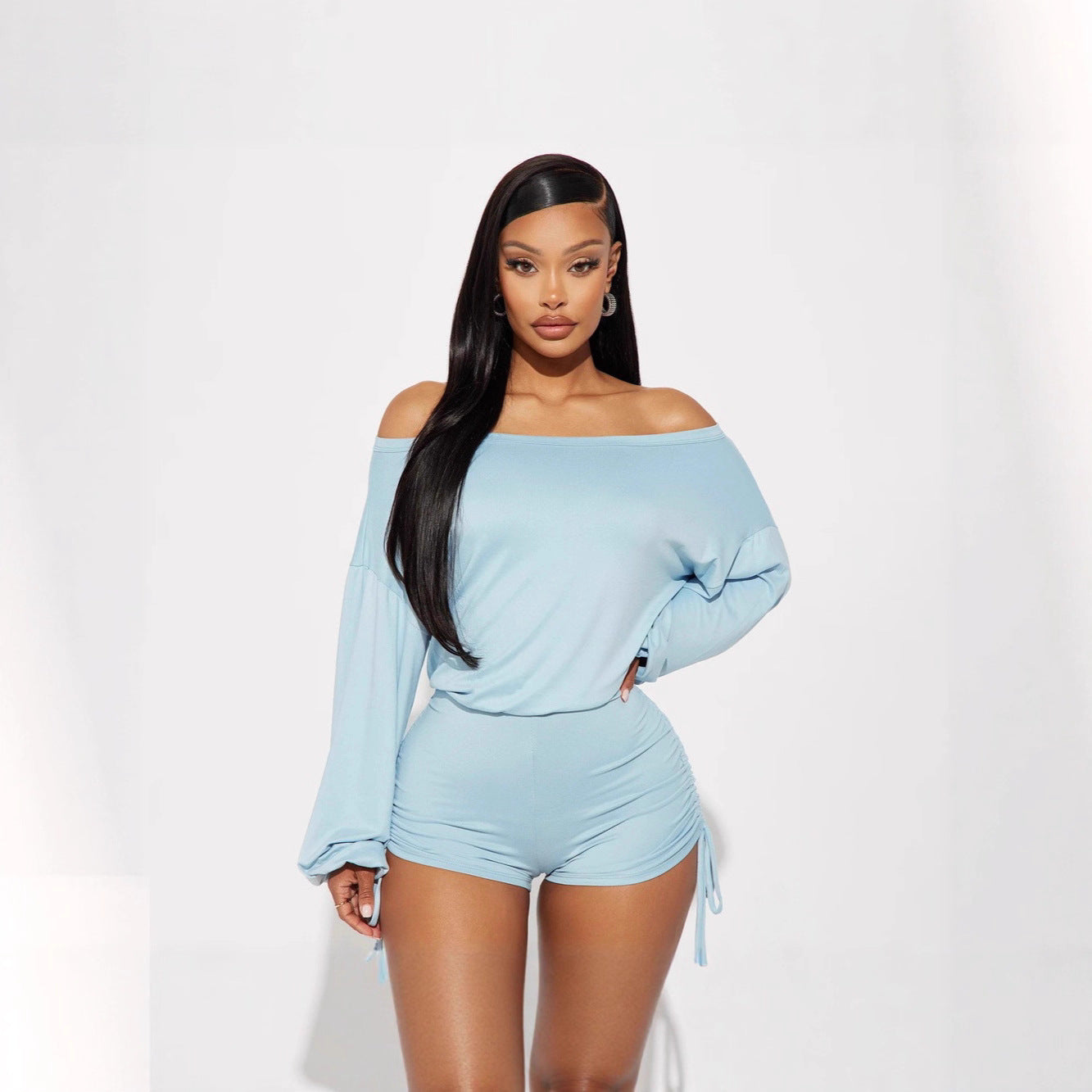 Damen legerer Einteiler mit Off-Shoulder-Ausschnitt und Raffung Sovae