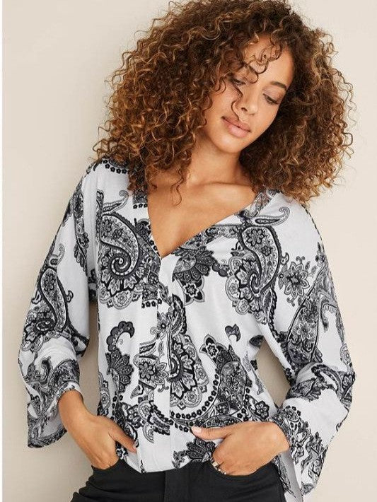 Damen lässige Bluse mit elegantem Paisleymuster Sovae