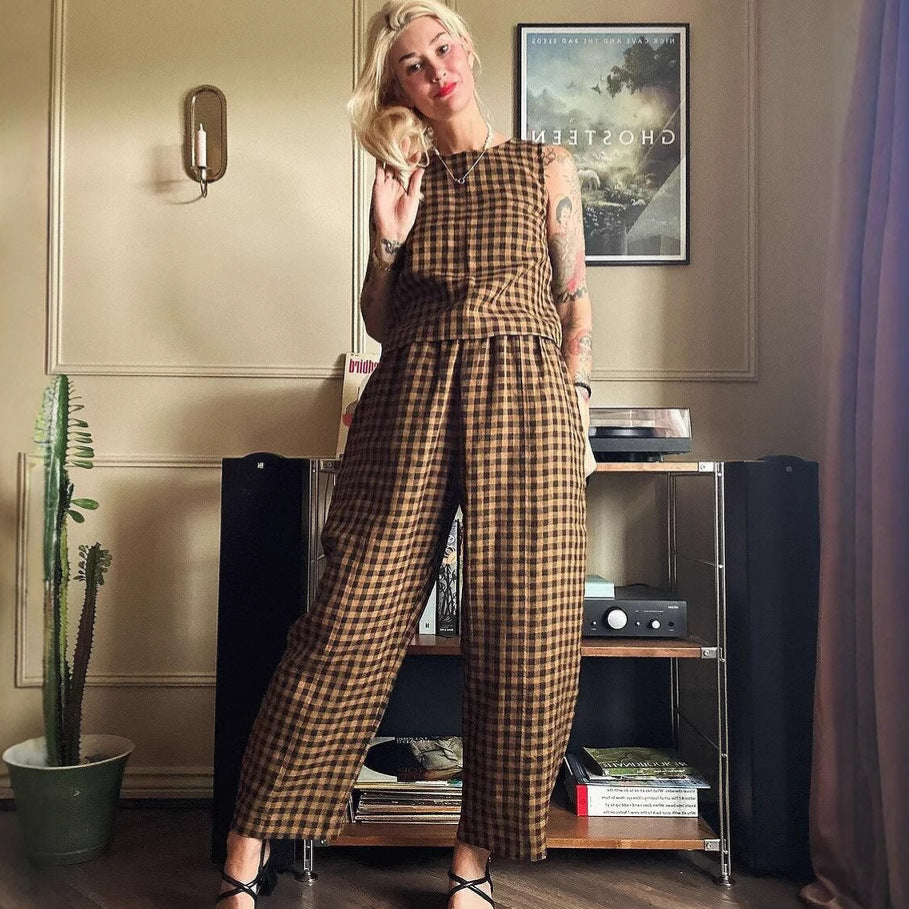 Damen Hüpfdress mit kariertem Muster Sovae