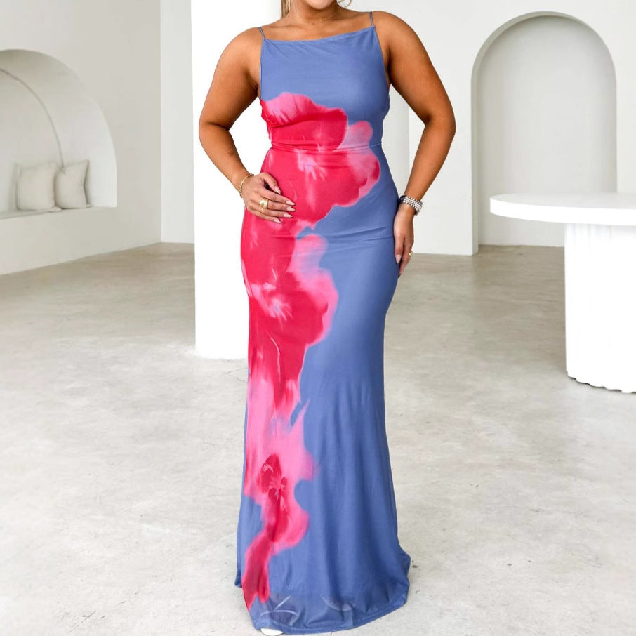 Damen figurbetontes Maxikleid mit floralen Akzenten Sovae