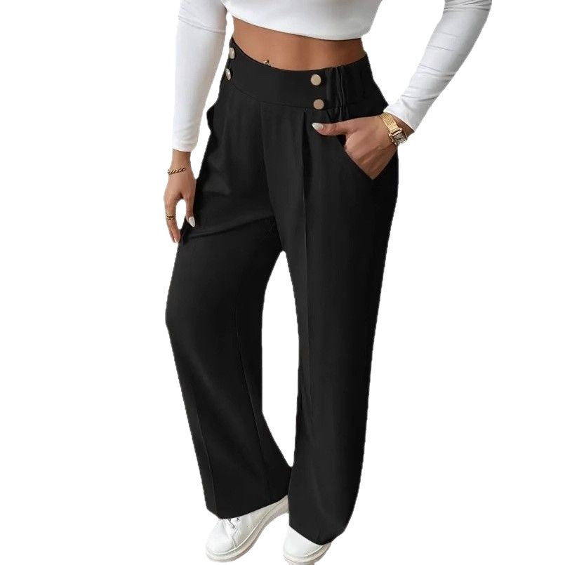Damen Hochbundhose mit eleganter Knopfdetails Sovae