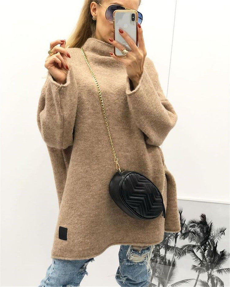 Damen großzügig geschnittener Strickpullover mit weitem Bündchen und modischem Schnitt Sovae