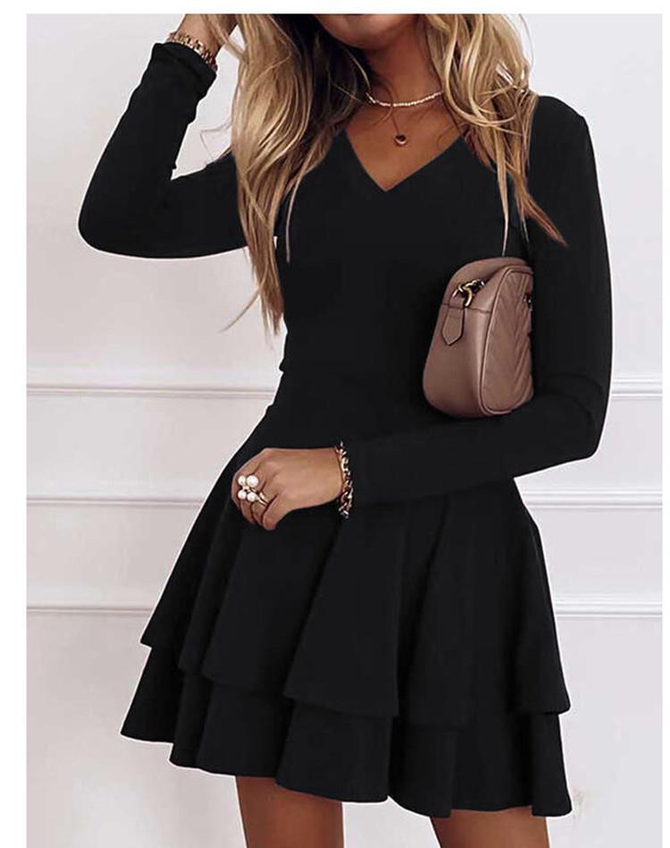 Damen V-Ausschnitt Minikleid mit Volant-Design Sovae