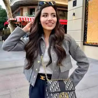 Damen modische Jacke mit Knopfleiste und praktischen Taschen Sovae