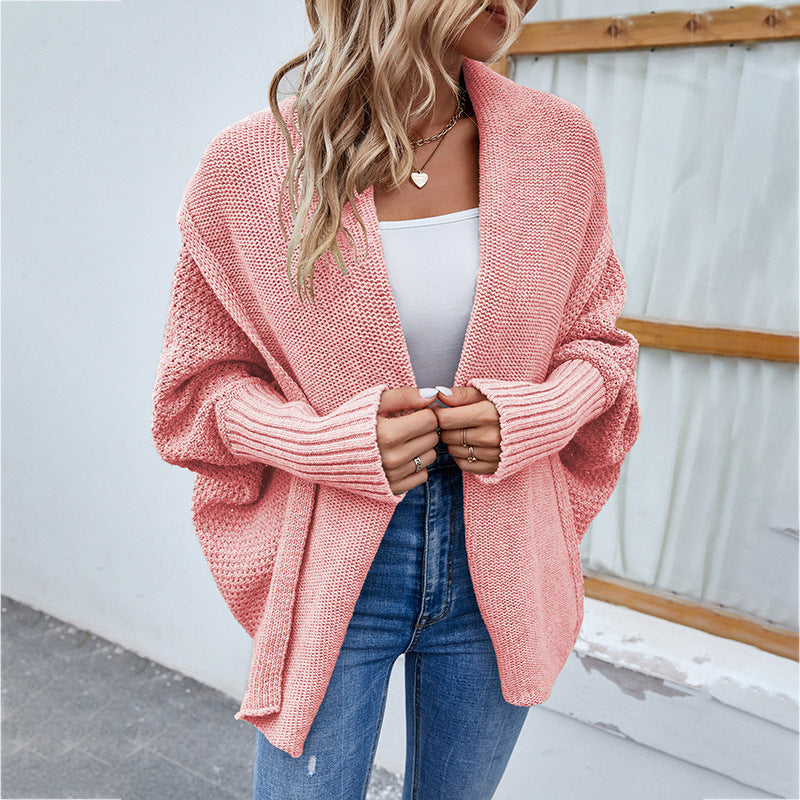 Damen Strickjacke mit offenem Schnitt und voluminösen Ärmeln Sovae