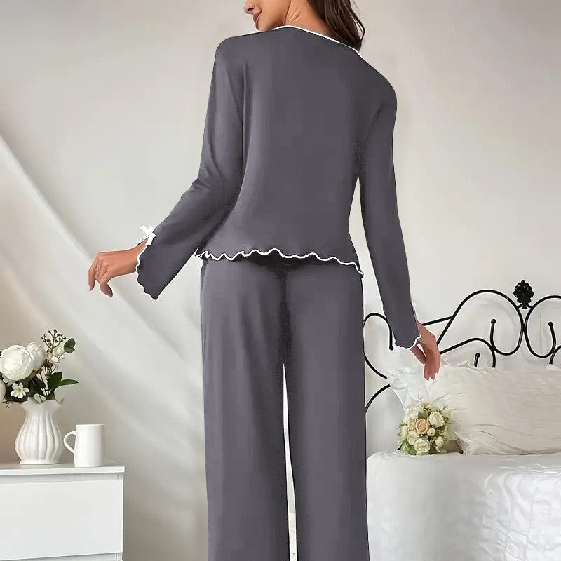 Damen Pyjama-Set mit charmanten Rüschendetails Sovae