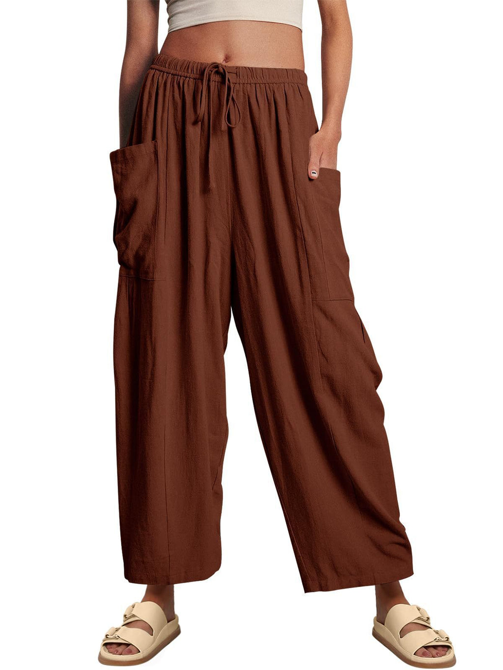 Damen weite Leinenhose Sovae