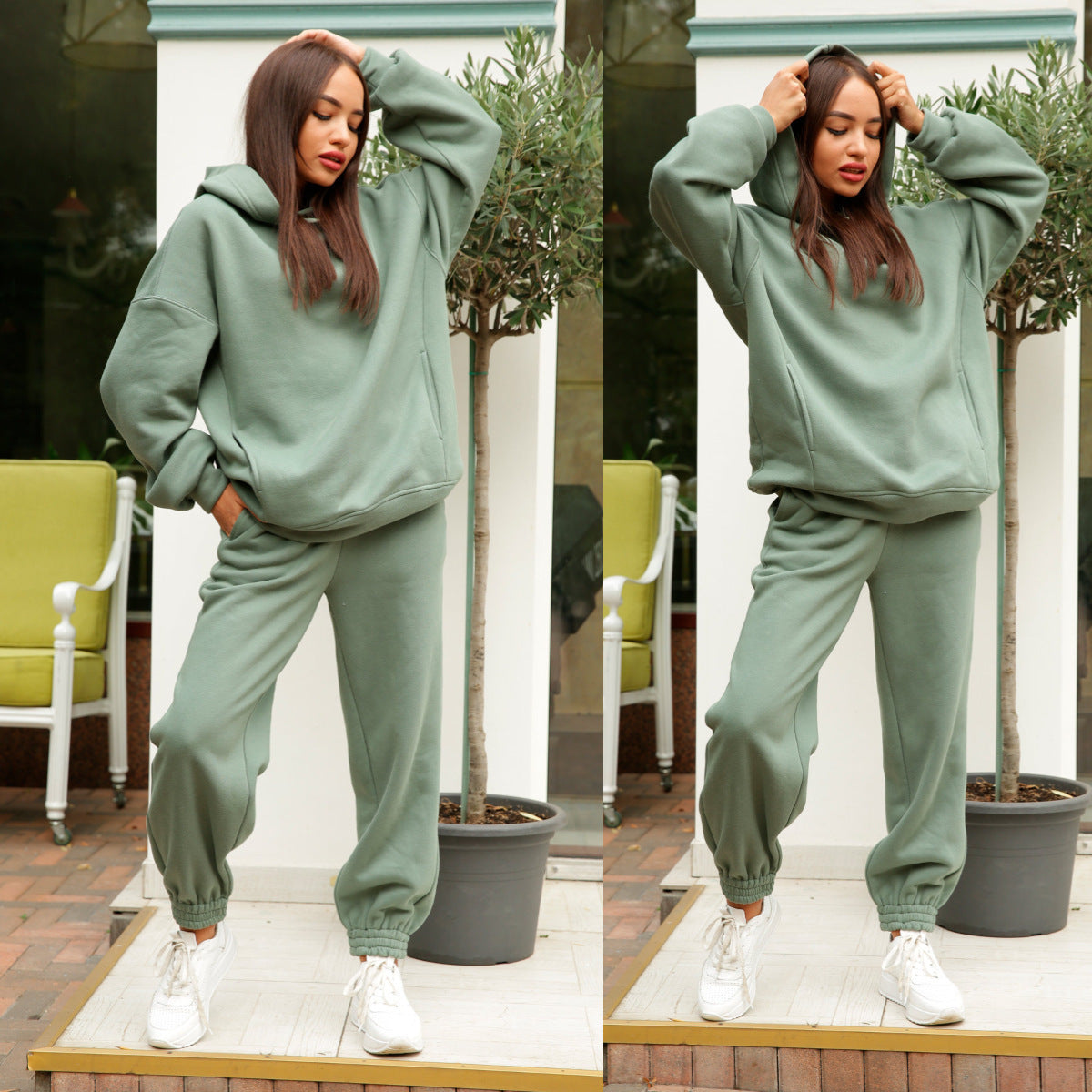 Damen sportlicher Hoodie und Jogginghose Set Sovae