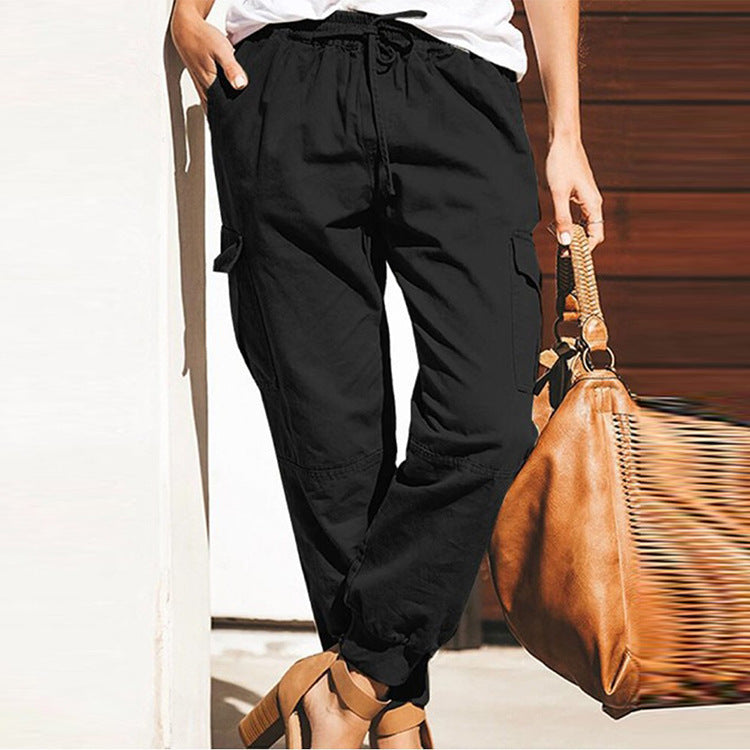 Damen Cargo-Hose mit elastischem Bund und praktischen Taschen Sovae