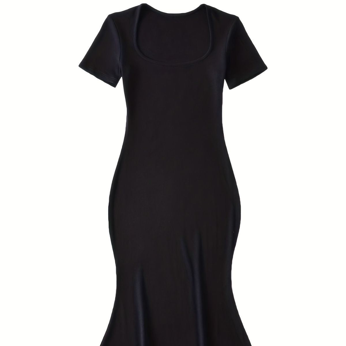 Damen lässiges Midi-Kleid mit Rundhalsausschnitt und figurbetontem Schnitt Sovae