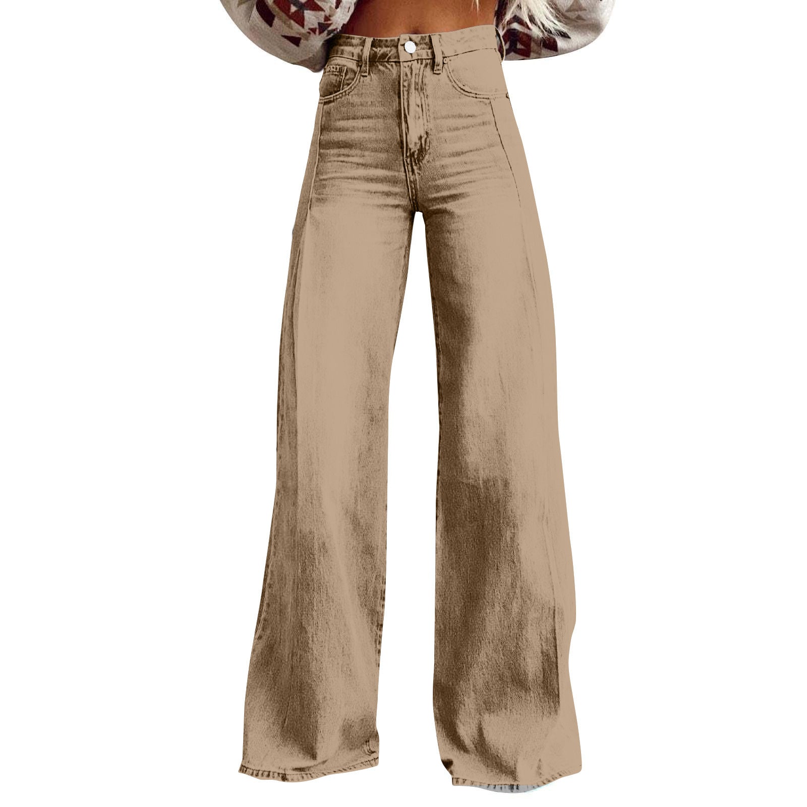 Damen Weit geschnittene High-Waist Jeans Sovae
