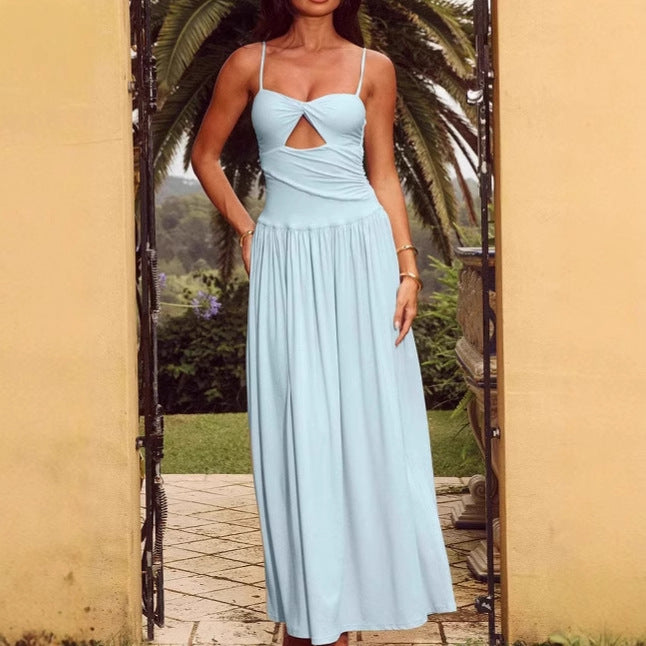 Damen Maxikleid mit tiefem V-Ausschnitt und raffiniertem Cut-Out Sovae