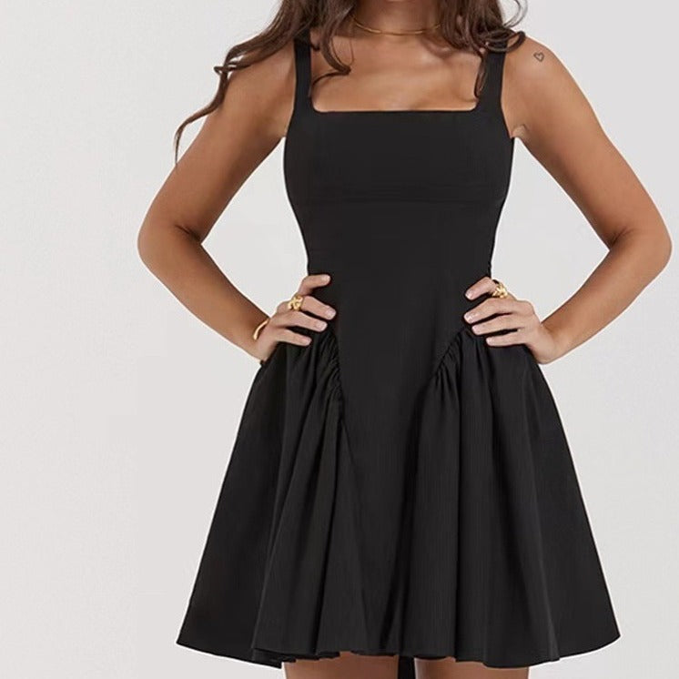 Damen luftiges Sommerkleid mit quadratischem Ausschnitt Sovae