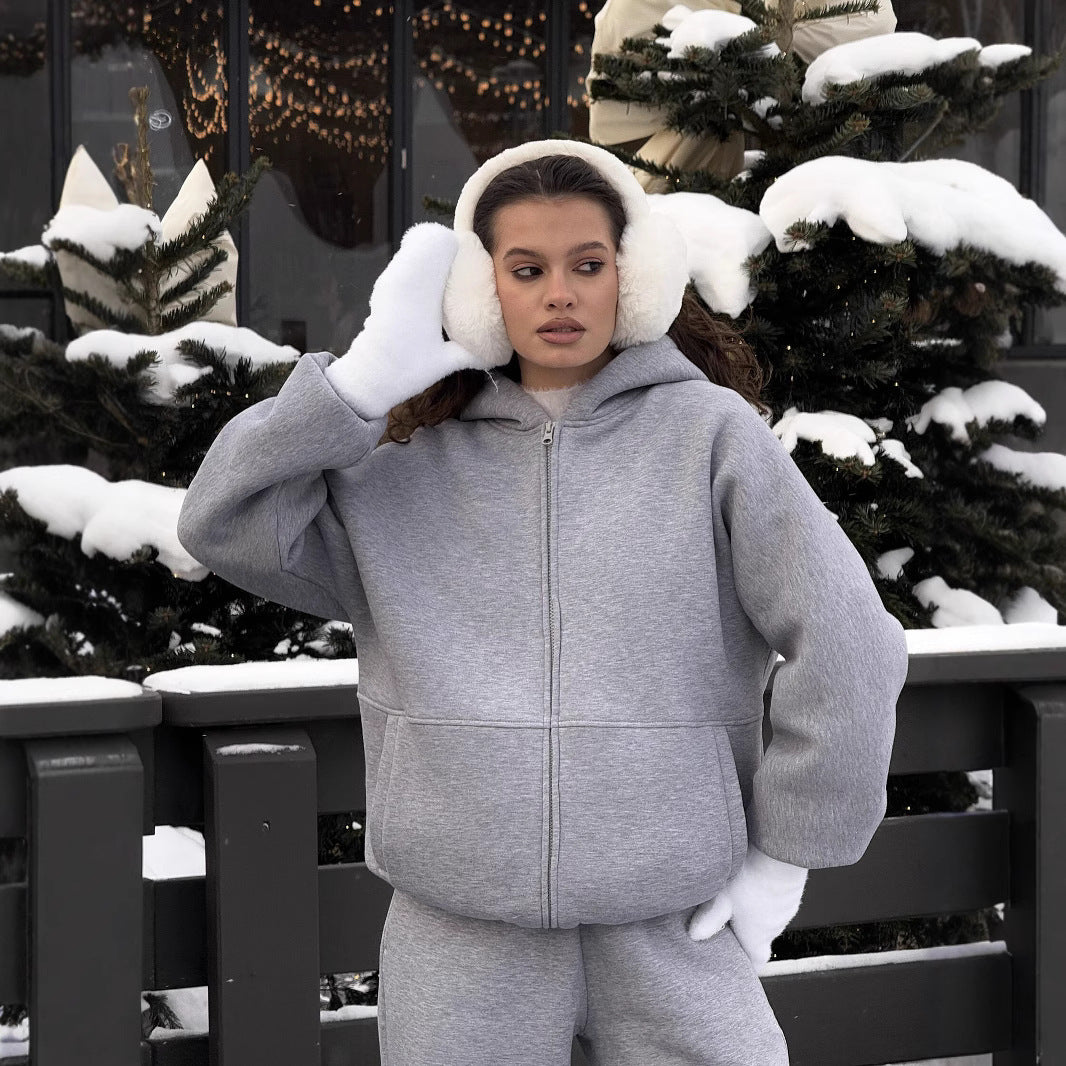 Damen Hochwertiger Fleece-Kapuzenjacke Sovae