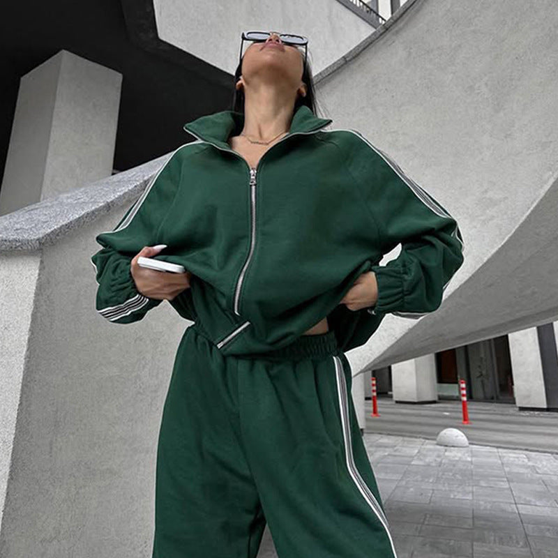 Damen Sportliches Fleece-Set mit weitem Schnitt Sovae