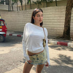 Damen Lockeres Langarmshirt mit weitem Ausschnitt Sovae