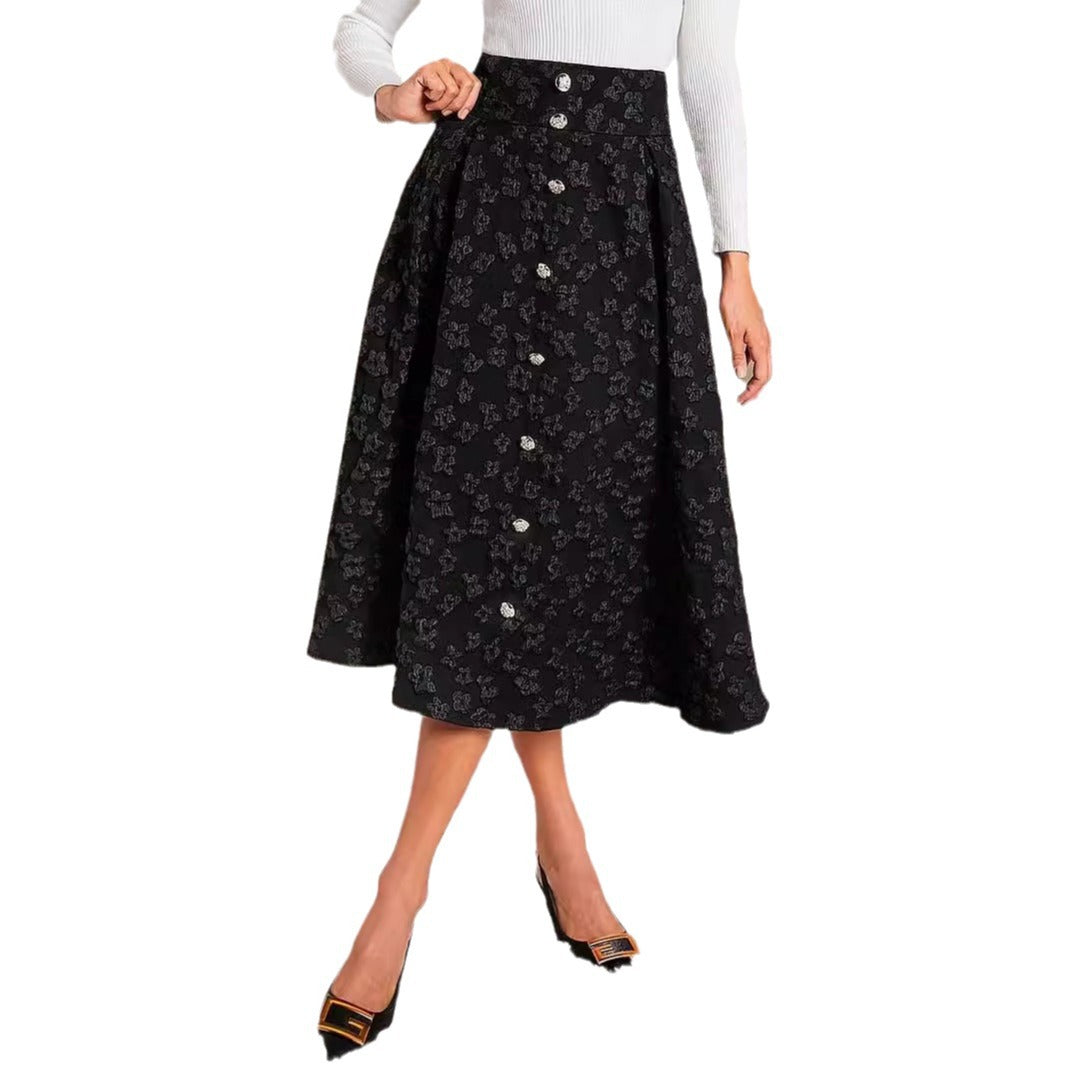Damen Maxi-Rock mit Knopfdetails und strukturiertem Design Sovae