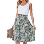 Damen lässiger Rock mit elastischem Bund und Paisley-Muster Sovae