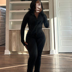 Damen trendiger Jumpsuit mit langem Arm und Reißverschluss Sovae