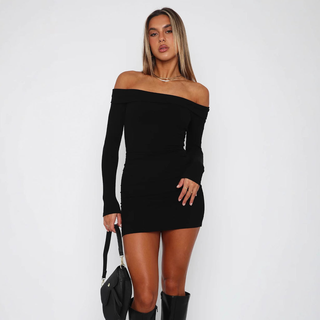 Damen figurbetontes Minikleid mit Off-Shoulder-Ausschnitt Sovae