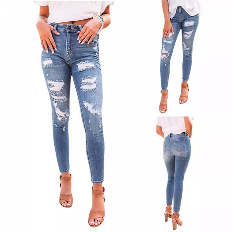 Damen Skinny Jeans im Used-Look Sovae