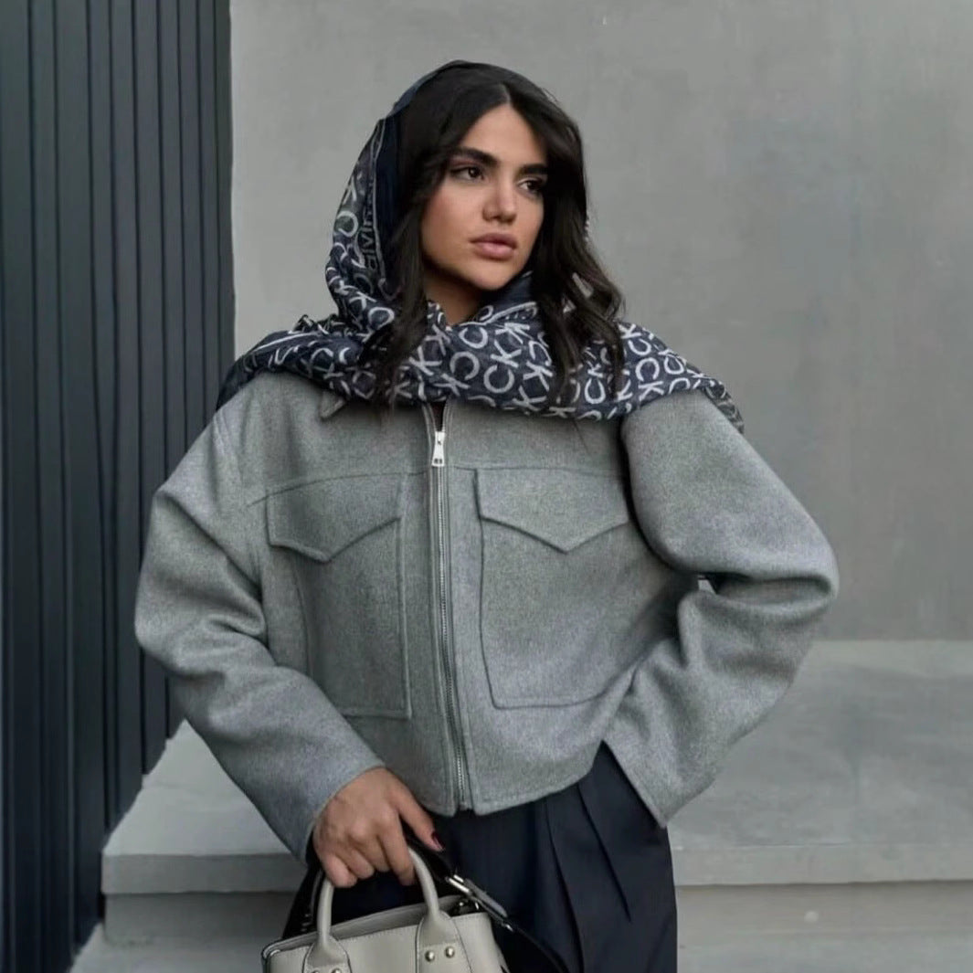 Damen moderne Übergangsjacke im lässigen Schnitt mit großen Taschen Sovae